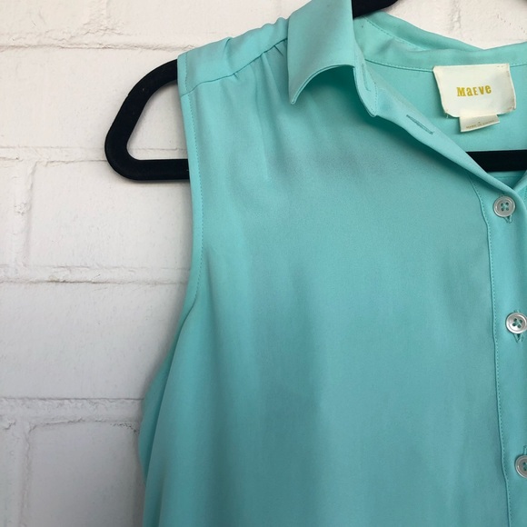 Maeve Sz 4 Teal Button Down Layered Tank Top - Picture 4 of 8